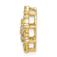 Gold-toned metal bracelet with rectangular open links alternating with sections set with small clear cubic zirconia stones, shown from the side.