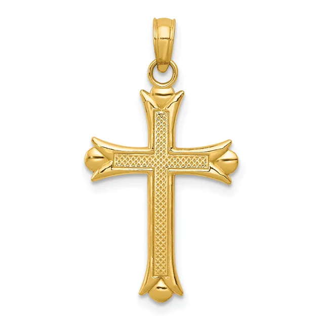 14k Fleur De Lis Cross Pendant — 14 KT Yellow