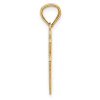 A gold-toned teardrop-shaped loop attached to a chain with an open hook at the bottom, displayed vertically against a white background.