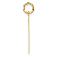A long gold chain with a textured surface and a polished circular ring attached at the top, displayed against a white background.