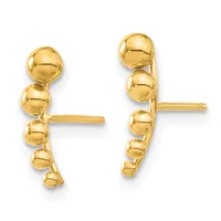 A pair of gold ball drop earrings with multiple graduated spheres suspended from posts, displayed against a white background.