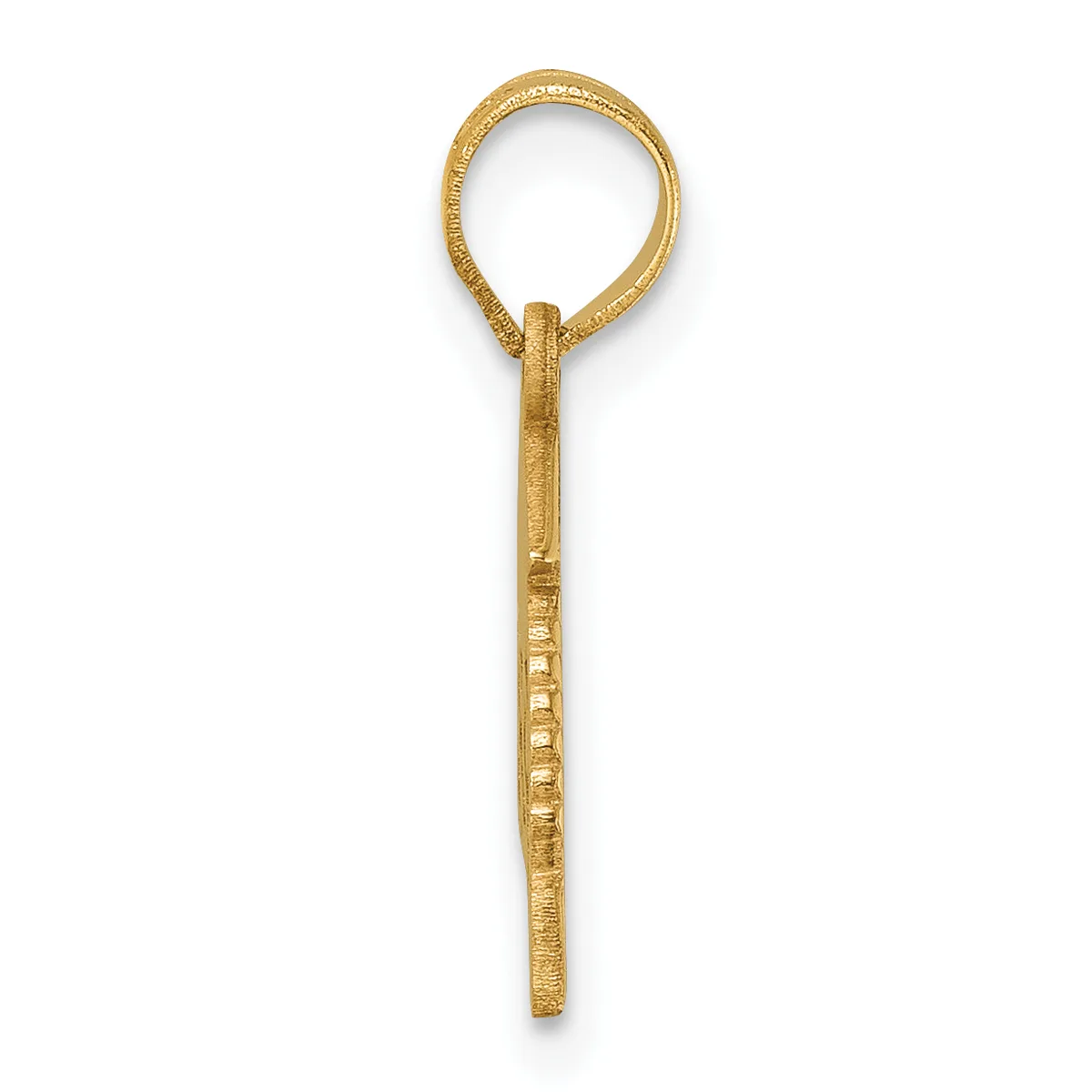A gold loop handle with a textured shaft and decorative banding, displayed against a white background.
