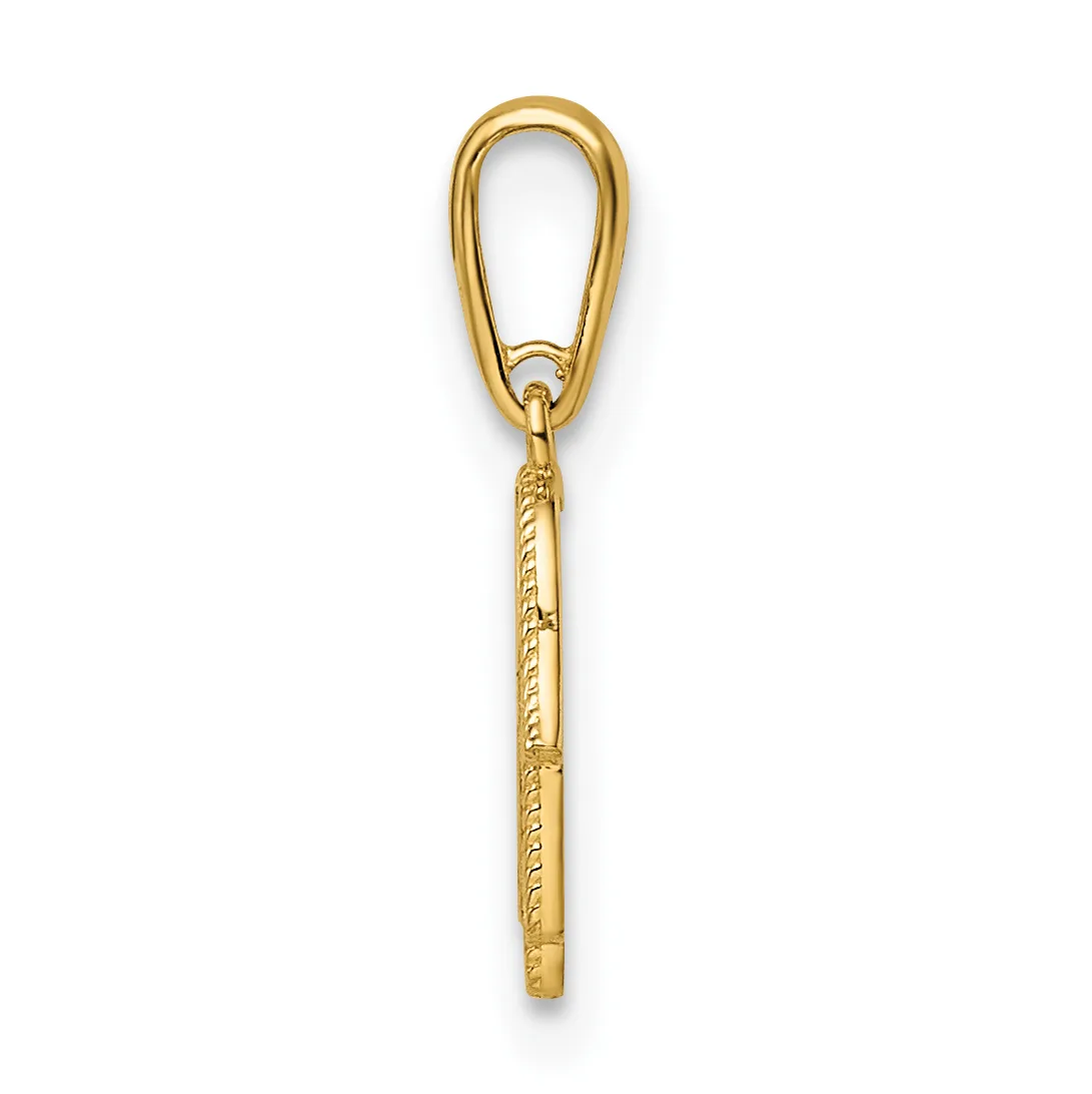 A gold-toned metal carabiner clip with a textured cylindrical shaft and small stamped hallmark, shown against a white background.