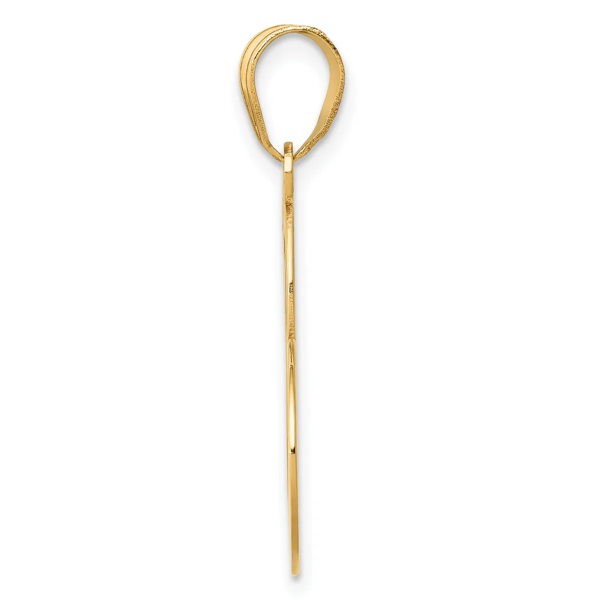 A long-handled brass or gold-toned loop-shaped tool with a narrow shaft and rounded teardrop-shaped loop at the top.