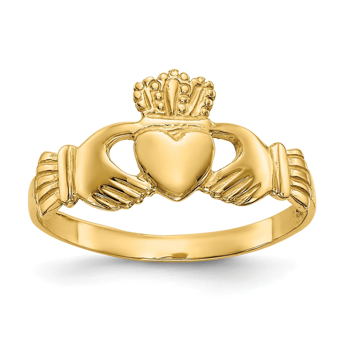 14k Ladies Polished Claddagh Ring — 7 · 14 KT Yellow