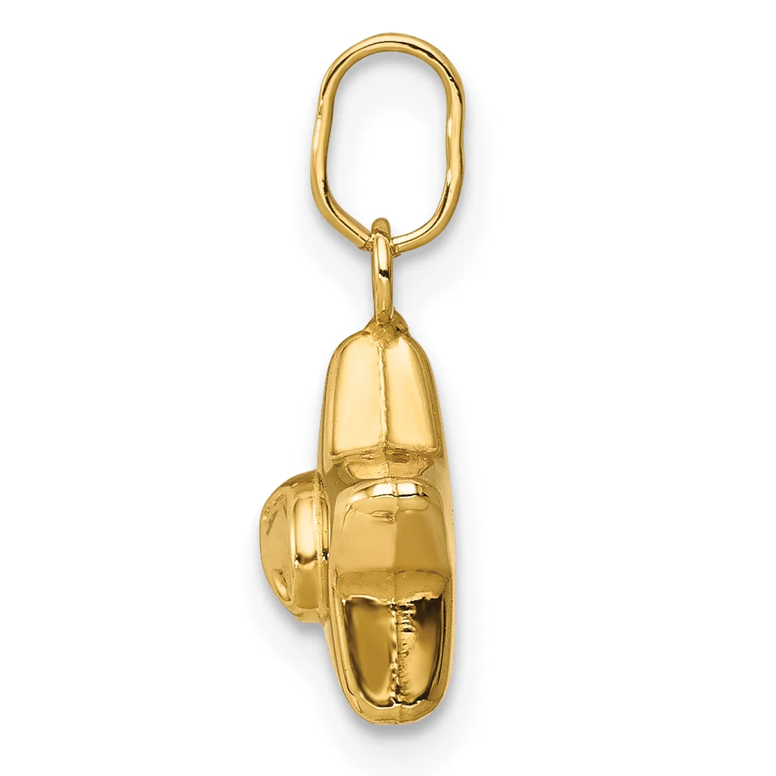 Gold-toned metal car charm pendant with an oval loop attachment, shown against a white background.