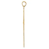 A long, thin gold chain with a loop at the top end, shown hanging vertically against a white background.