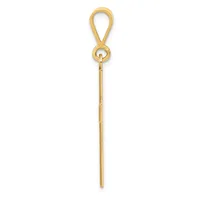 A gold-colored teardrop bail pendant with a long straight stem, shown suspended against a white background.