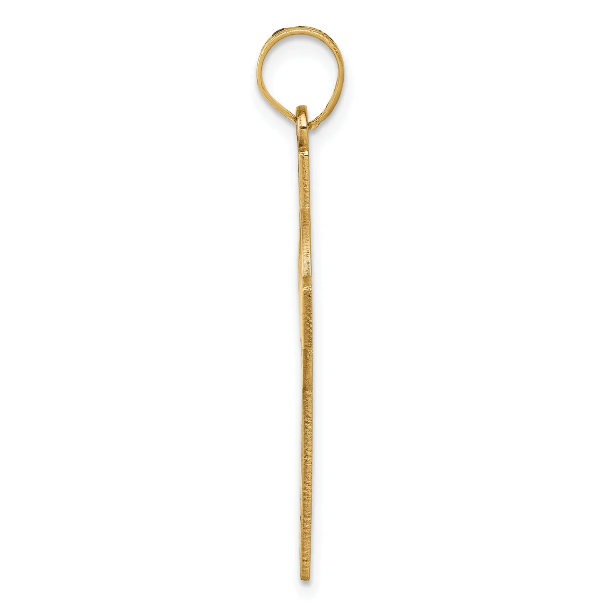 A long gold-toned metal stick with a small circular loop at the top, displayed vertically against a white background.