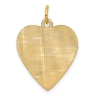 A gold heart-shaped pendant with a textured surface and a looped bail at the top for hanging.