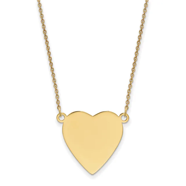 Gold heart pendant necklace with a polished finish, suspended from a delicate gold chain.