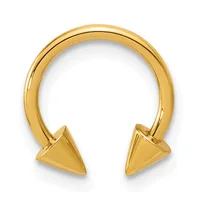 Gold-toned horseshoe-shaped bracelet with pointed cone-shaped terminals at each open end, displayed against a white background.