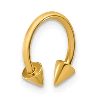 Gold-toned horseshoe-shaped cuff bracelet with pointed cone-shaped ends, shown against a white background.