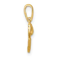 Gold-toned metal keychain charm shaped like a chef's knife, suspended from an oval loop attachment.