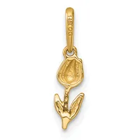 Gold pendant charm shaped like a tulip flower with a closed bud at the top and an open bloom below, suspended from a bail loop.