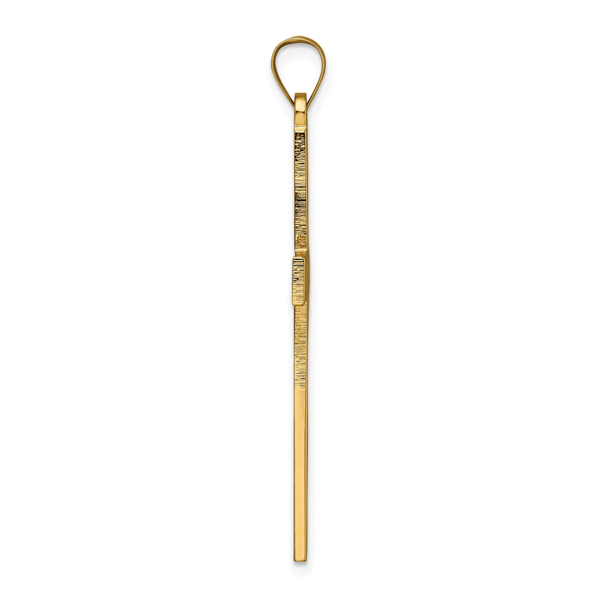 A long, slender brass letter opener with a wrapped grip section near the top and a loop handle at the end.