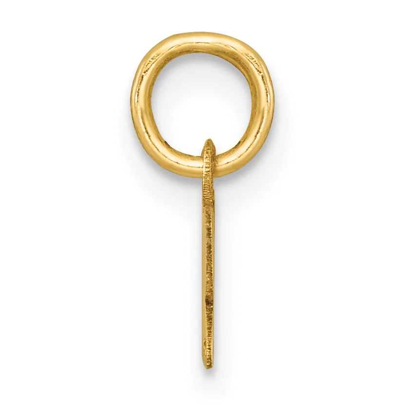 A gold loop-in-loop pendant connector with a round ring at the top and a tapered post extending downward.
