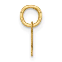 A gold loop-in-loop pendant connector with a round ring at the top and a tapered post extending downward.