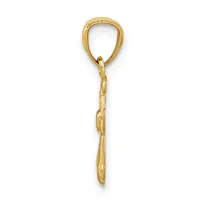 A gold pendant charm featuring a teardrop-shaped loop at the top connected to a twisted rope-textured chain that tapers to a point at the bottom.