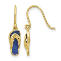 Pair of gold earrings with blue lapis lazuli stone inlays and textured gold leaf designs, shown front and back views on French wire hooks.