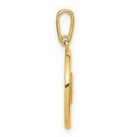 A gold elongated oval pendant with a lobster clasp attachment at the top, shown against a white background.