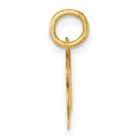 A gold pendant consisting of a round loop at the top connected to a long, tapered stem, shown against a white background.