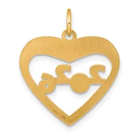 Gold heart-shaped pendant with two elephants facing each other in the center, suspended from a bail loop.