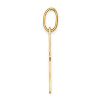 A long gold pendant with an oval loop at the top and a straight stem below, shown against a white background.
