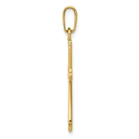 A gold-colored elongated oval carabiner with a threaded screw closure at the bottom, shown against a white background.