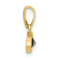 Gold pendant with an oval loop bail and a small dark stone or gemstone set in a polished gold bezel, shown hanging against a white background.