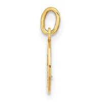 A gold oval loop pendant with a long rectangular bail attached to the top, shown against a white background.