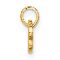 A gold charm holder with a loop at the top and a segmented rectangular bail below, shown against a white background.