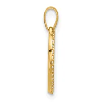 A vertical gold pendant charm with a loop at the top and diamond or crystal accents along its length, displayed against a white background.