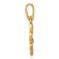 Gold-toned metal keychain charm with an oval loop at the top and a rectangular segmented chain section below, displayed against a white background.