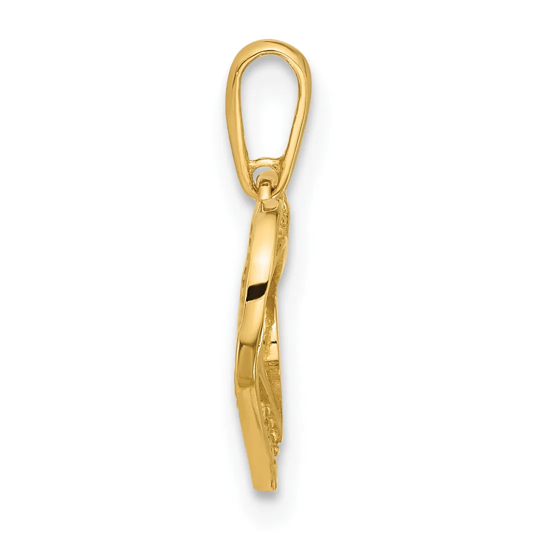 Gold-toned lobster clasp pendant with an elongated tapered bail and polished finish, shown vertically against a white background.