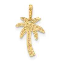 Gold palm tree cross pendant with diamond accents, featuring a loop bail at the top for hanging.
