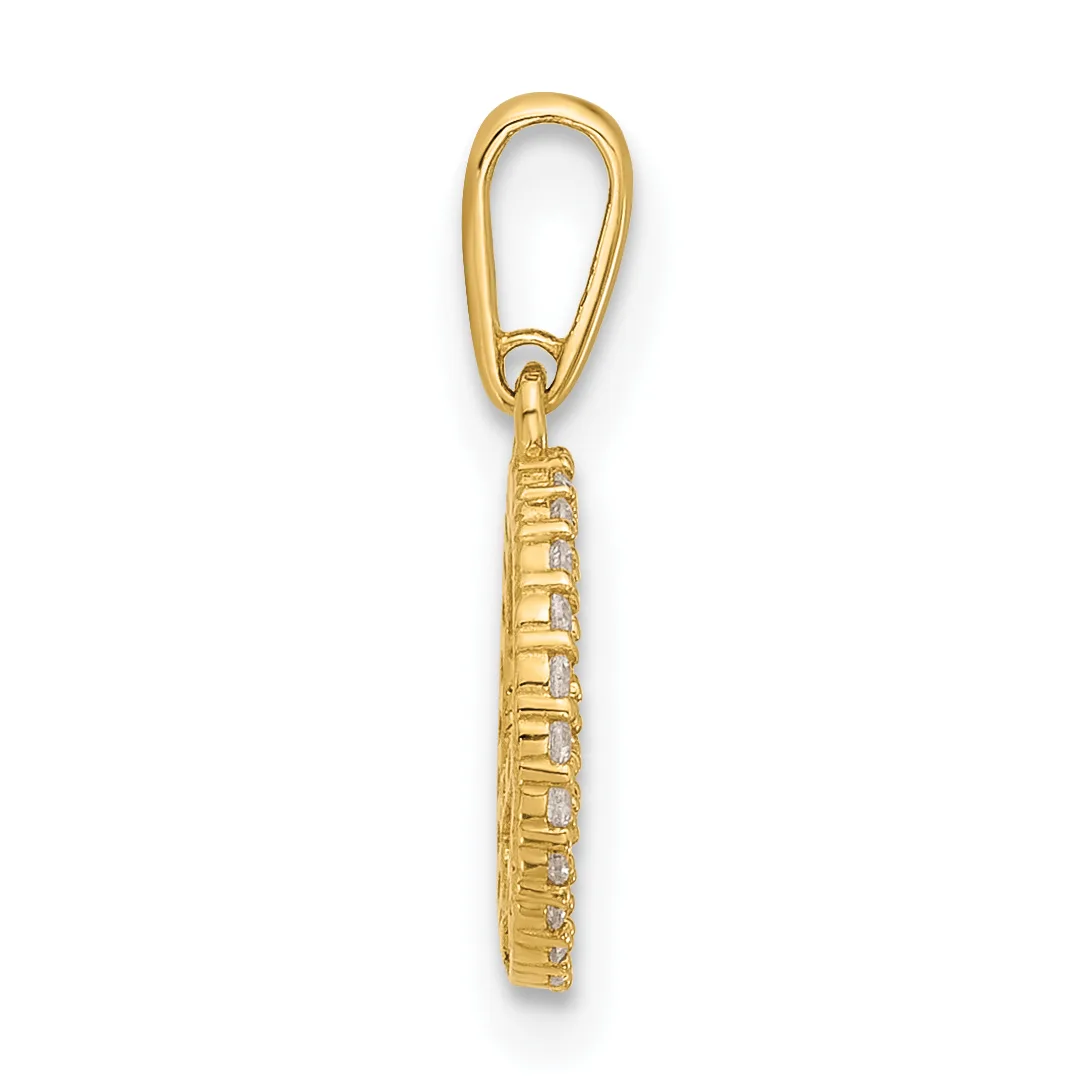 A gold keychain pendant with a looped bail at the top and a textured cylindrical shaft hanging below it.