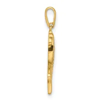 A long, slender gold pendant with a polished rectangular body and a looped bail at the top, shown against a white background.