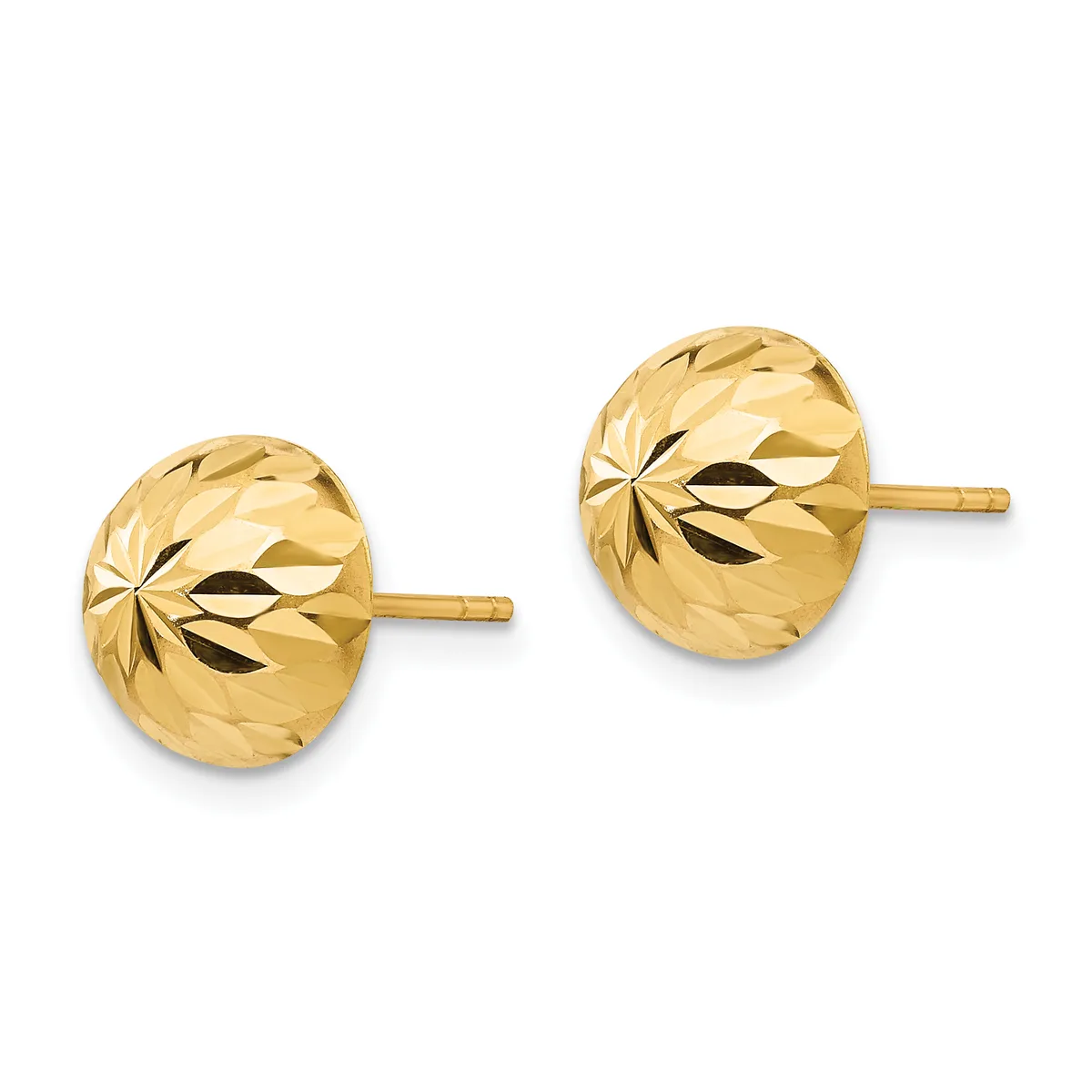 A pair of gold stud earrings with textured, dimpled spherical heads on post backs.