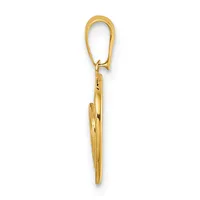 A gold carabiner clip pendant with a polished finish, suspended from a matching gold carabiner hook against a white background.