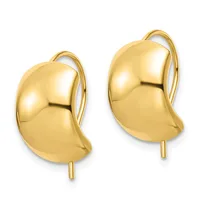 A pair of polished gold chunky oval earrings with curved post backs, shown from the front against a white background.
