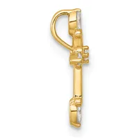 Gold earring with leverback closure and rectangular cubic zirconia stone, shown from the side view against a white background.