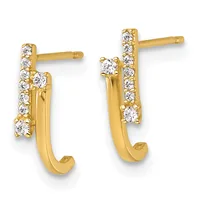 Pair of gold hoop earrings with diamond accents along the top and sides, shown from the front against a white background.