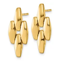Pair of polished gold-toned chunky oval link chandelier earrings with post and back closures shown against a white background.