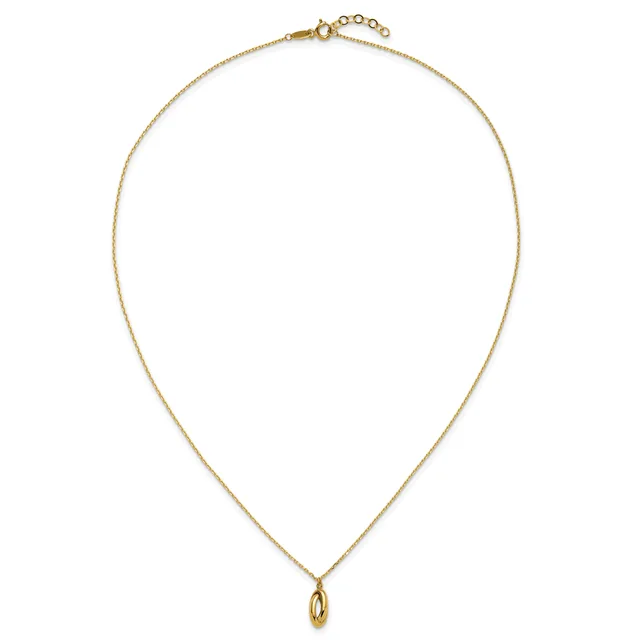 Gold-toned chain necklace with an adjustable length and a small oval pendant hanging from the center.