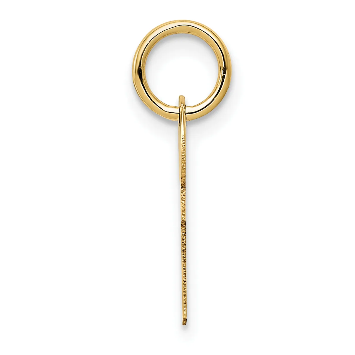 A gold chain pendant featuring a circular loop at the top connected to a thin chain that extends downward.