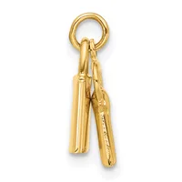 Gold-toned metal charm pendant featuring two rectangular charms with vertical ribbed detailing hanging from a ring, displayed against a white background.