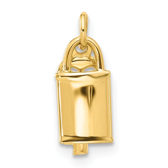 A polished gold-colored metal popsicle or ice cream bar pendant charm with a hinged top loop for hanging.