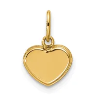 A polished gold heart-shaped pendant with a looped bail, shown against a white background.
