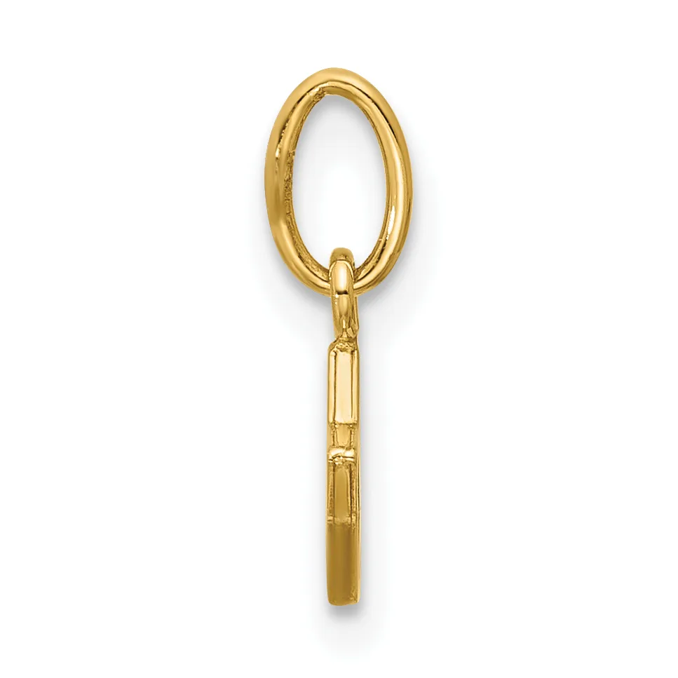 A gold-toned metal oval ring with a cylindrical handle attachment and decorative segmented detailing on the lower shaft, displayed against a white background.